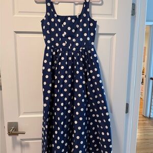Wayf Kids Dress in Navy and White Polka Dots